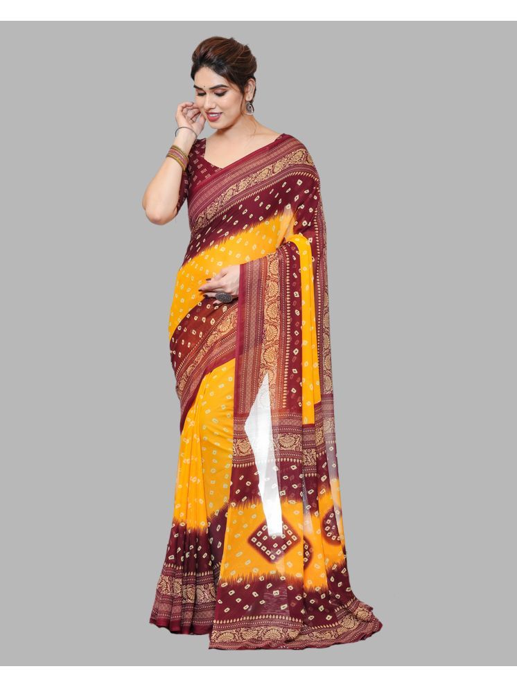     			ANAND SAREES Pack of 1 Georgette Printed Saree With Blouse Piece ( Yellow )