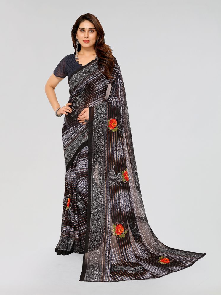     			ANAND SAREES Pack of 1 Georgette Printed Saree With Blouse Piece ( Grey )