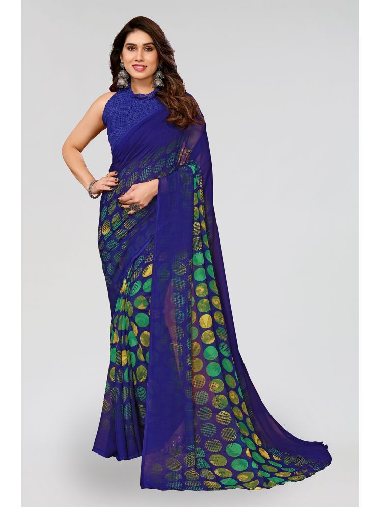     			ANAND SAREES Pack of 1 Georgette Printed Saree With Blouse Piece ( Blue )