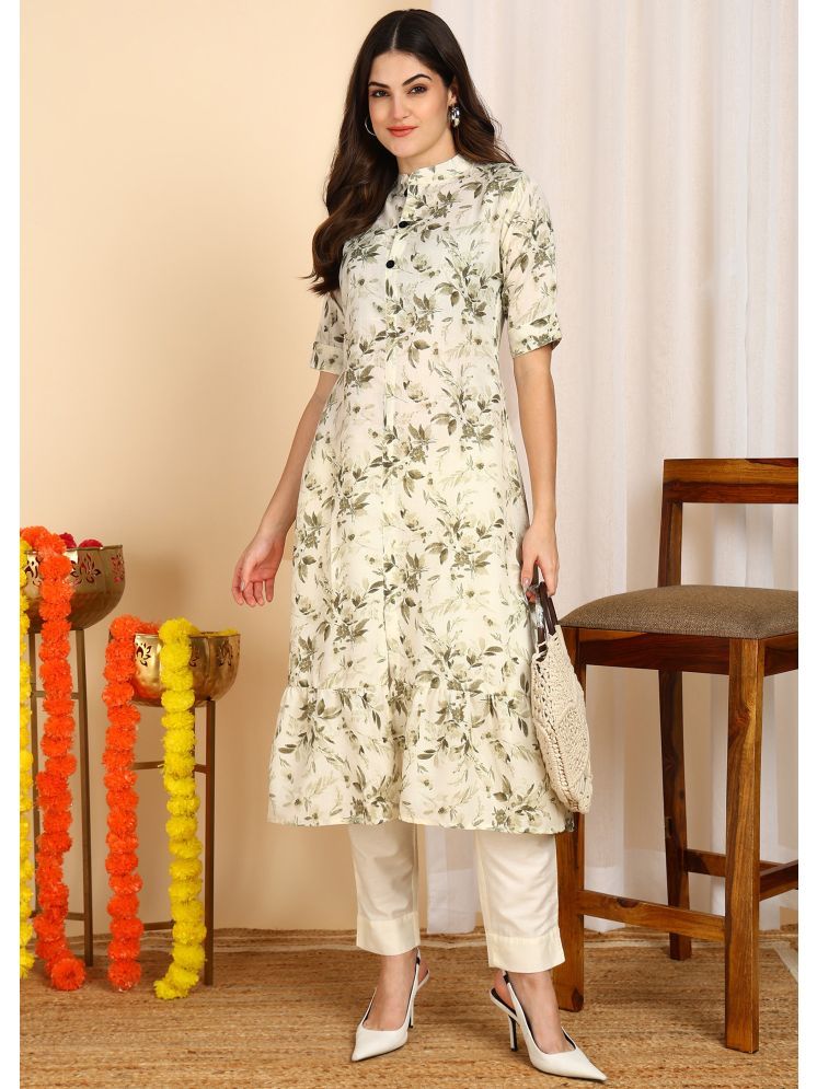     			DSK STUDIO Pack of 1 Cotton Blend Printed Front Slit Women's Kurti - ( Green )