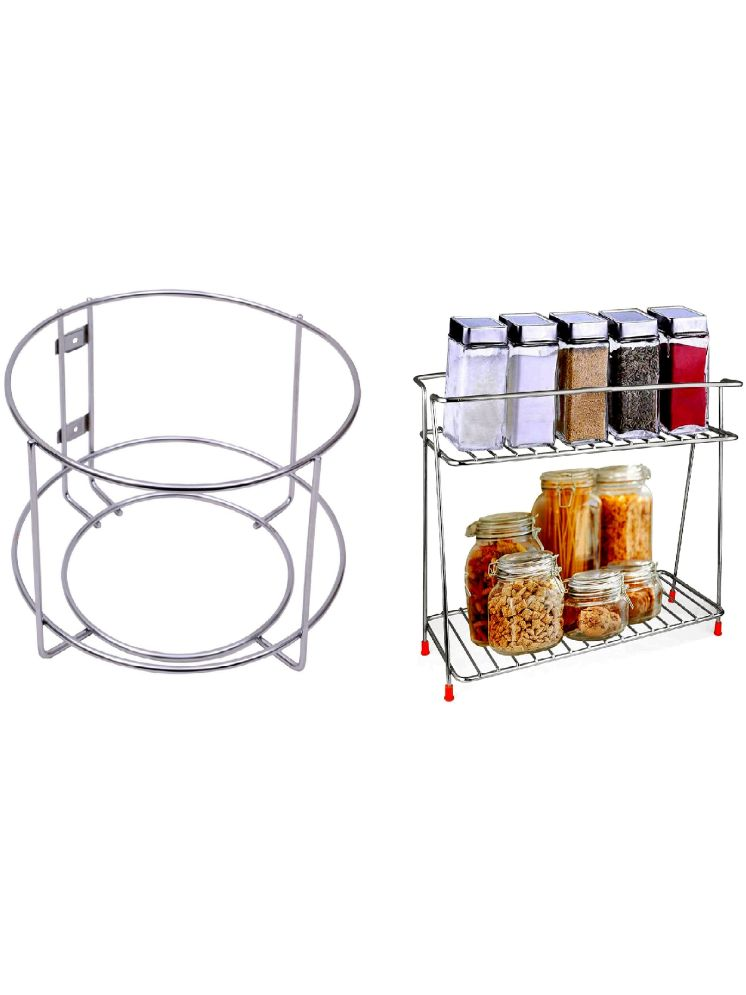     			Green Tales Silver Stainless Steel Storage Racks ( Pack of 2 )