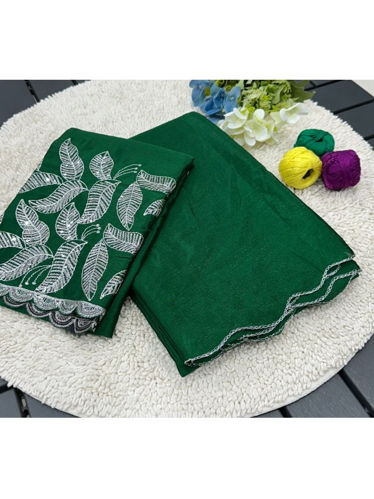     			Lady Shopi Pack of 1 Chiffon Solid Saree With Blouse Piece ( Green )