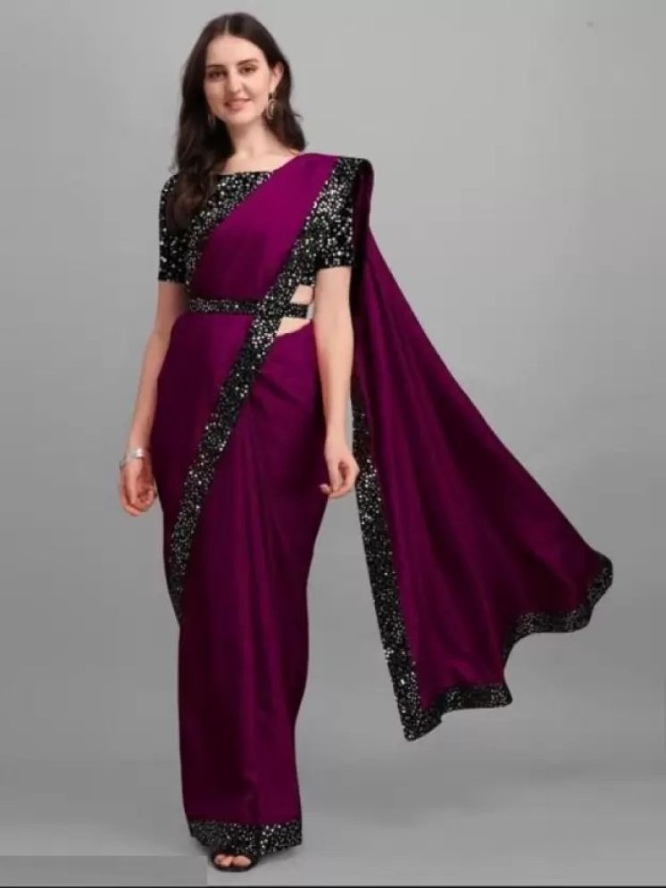     			Saadhvi Pack of 1 Lycra Embellished Saree With Blouse Piece ( Wine )