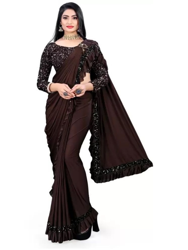     			Saadhvi Pack of 1 Lycra Solid Saree With Blouse Piece ( Brown )