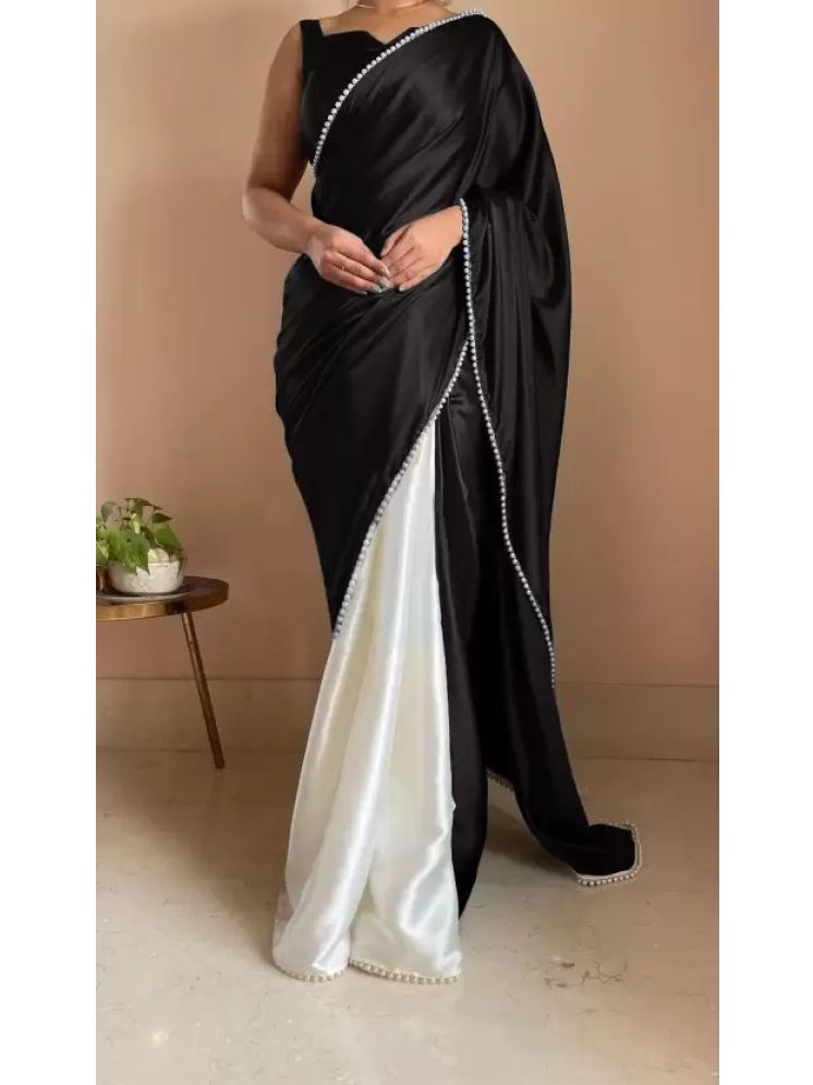     			Saadhvi Pack of 1 Satin Embellished Saree With Blouse Piece ( Black )