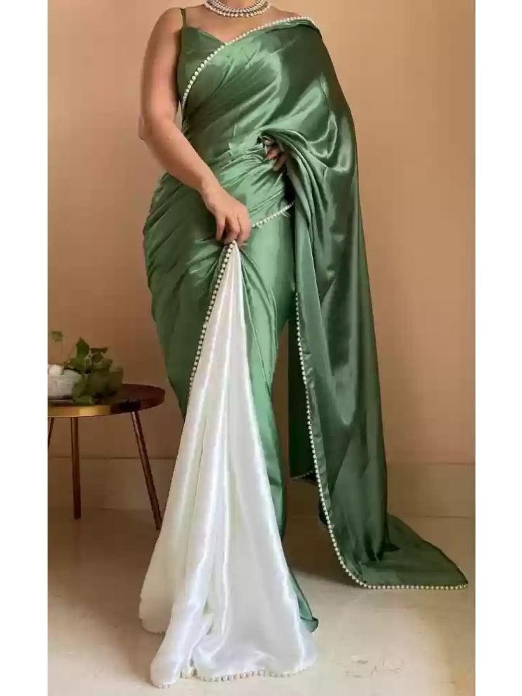     			Saadhvi Pack of 1 Satin Embellished Saree With Blouse Piece ( Green )