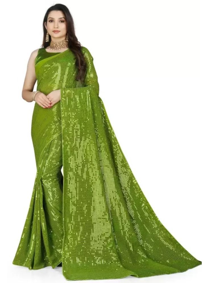     			Samai Pack of 1 Georgette Embellished Saree With Blouse Piece ( Green )