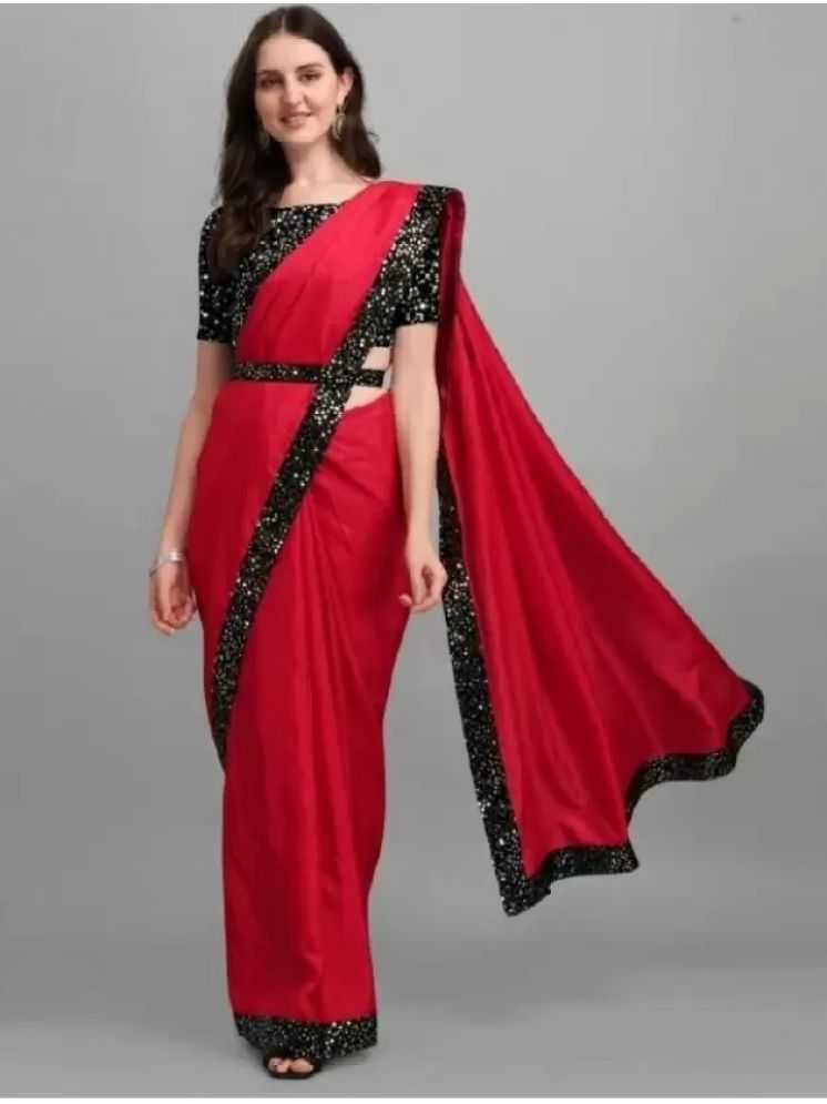     			Samai Pack of 1 Lycra Embellished Saree With Blouse Piece ( Red )