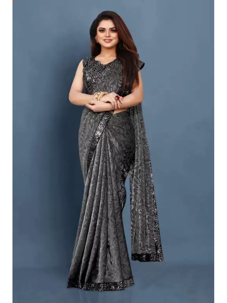     			Samai Pack of 1 Lycra Embellished Saree With Blouse Piece ( Grey )