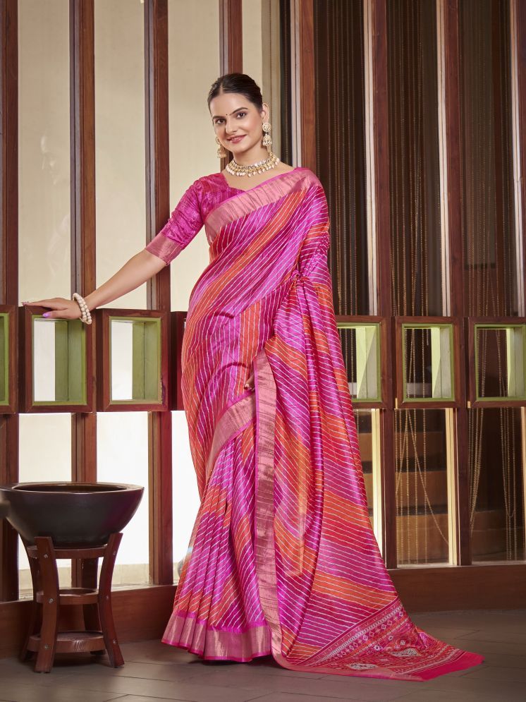     			Sariya Pack of 1 Silk Printed Saree With Blouse Piece ( Pink )