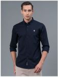 Red Tape 100% Cotton Regular Fit Solids Full Sleeves Men's Casual Shirt - Navy Blue ( Pack of 1 )