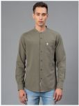 Red Tape Cotton Blend Regular Fit Solids Full Sleeves Men's Casual Shirt - Olive ( Pack of 1 )