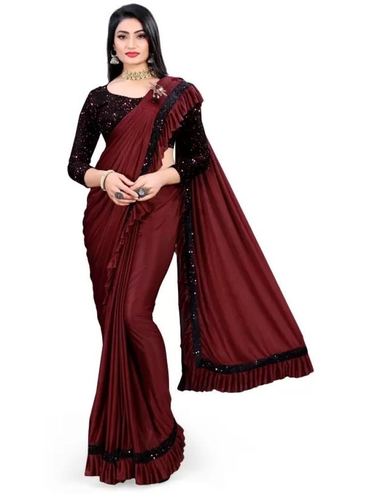     			Samai Pack of 1 Lycra Embellished Saree With Blouse Piece ( Maroon )