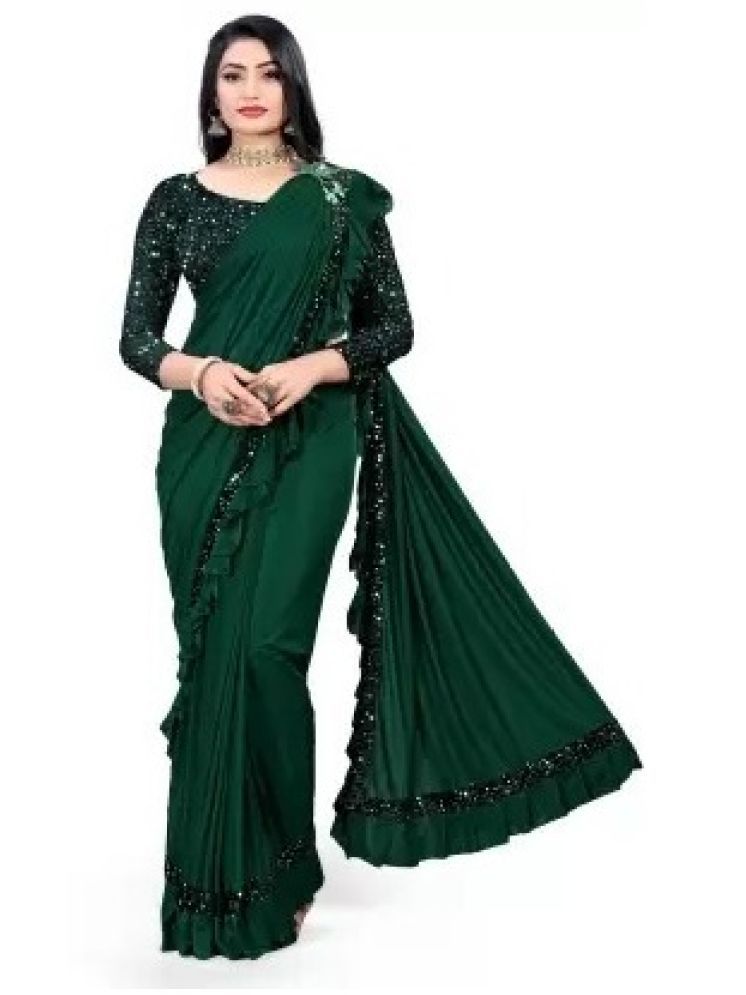     			Samai Pack of 1 Lycra Embellished Saree With Blouse Piece ( Green )