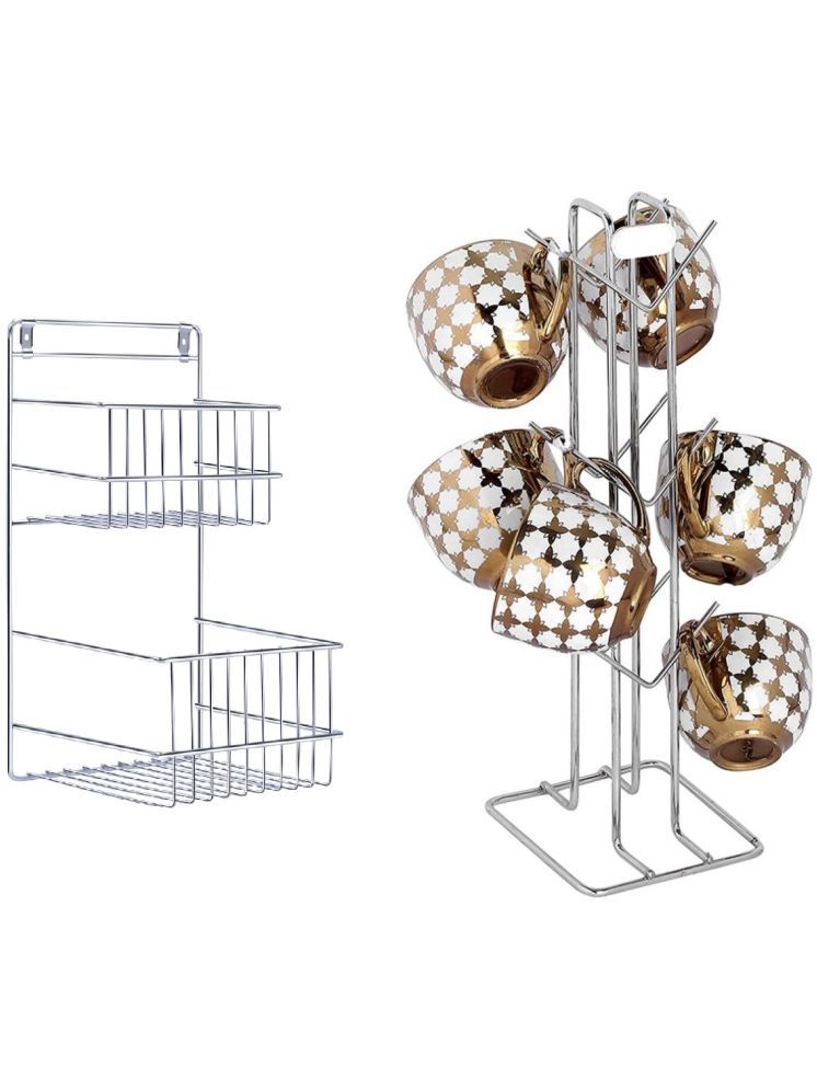     			VARKAUS Silver Stainless Steel Wall mount Stand ( Pack of 2 )