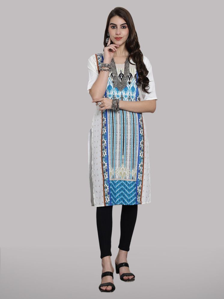     			1 Stop Fashion Pack of 1 Crepe Printed Nayra Women's Kurti - ( White )