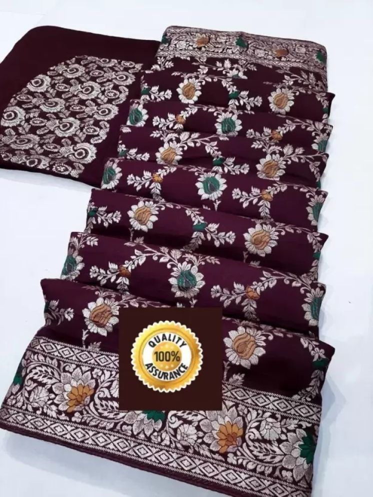     			Saadhvi Pack of 1 Silk Woven Saree With Blouse Piece ( Wine )