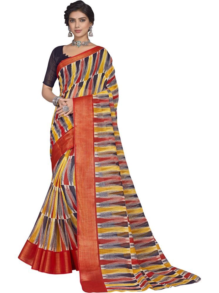     			Sariya Pack of 1 Cotton Blend Printed Saree With Blouse Piece ( Red )