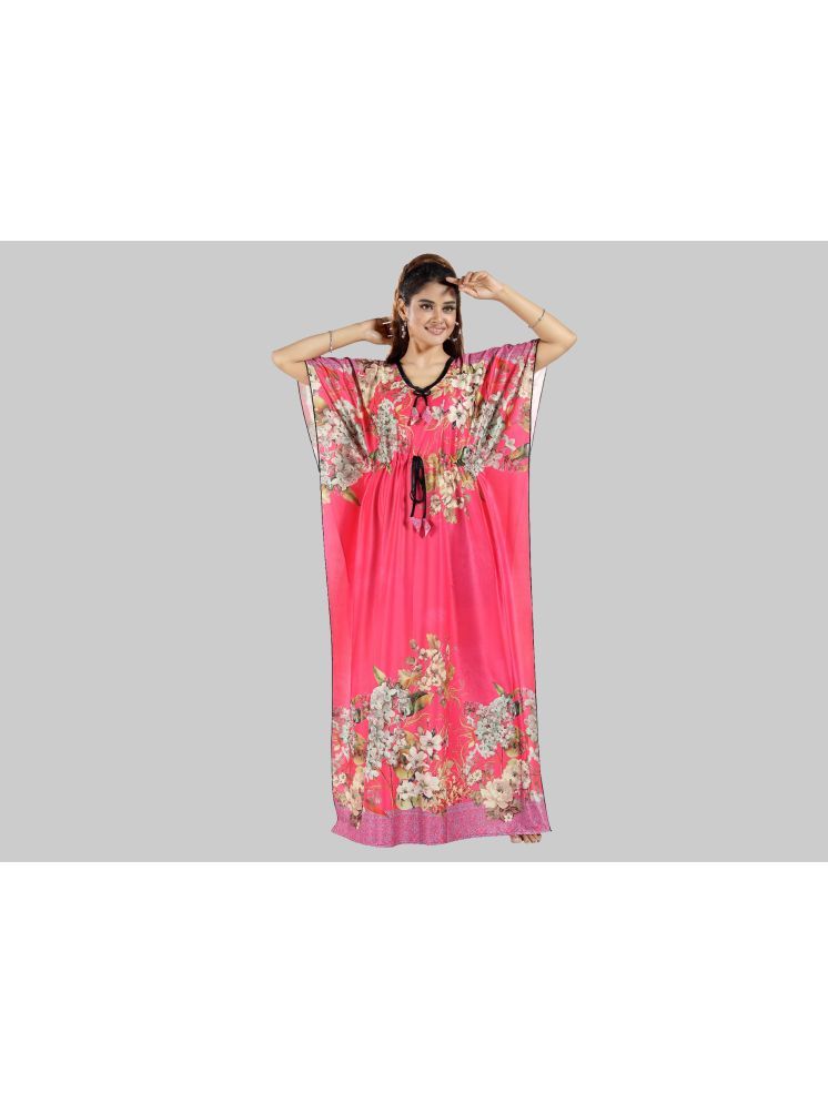     			Gutthi Pink Satin Women's Nightwear Kaftan Night Dress ( Pack of 1 )