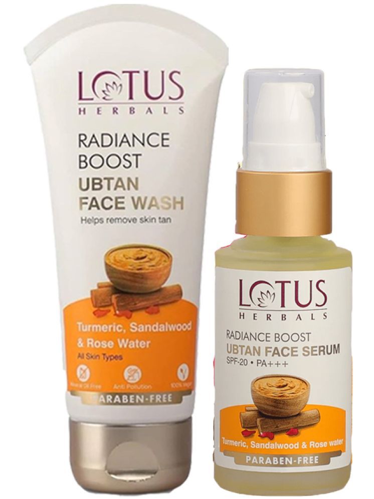     			Lotus Herbals Radiance Boost Ubtan Facewash 100g , Boost Ubtan Face Serum 30ml (Pack of 2)