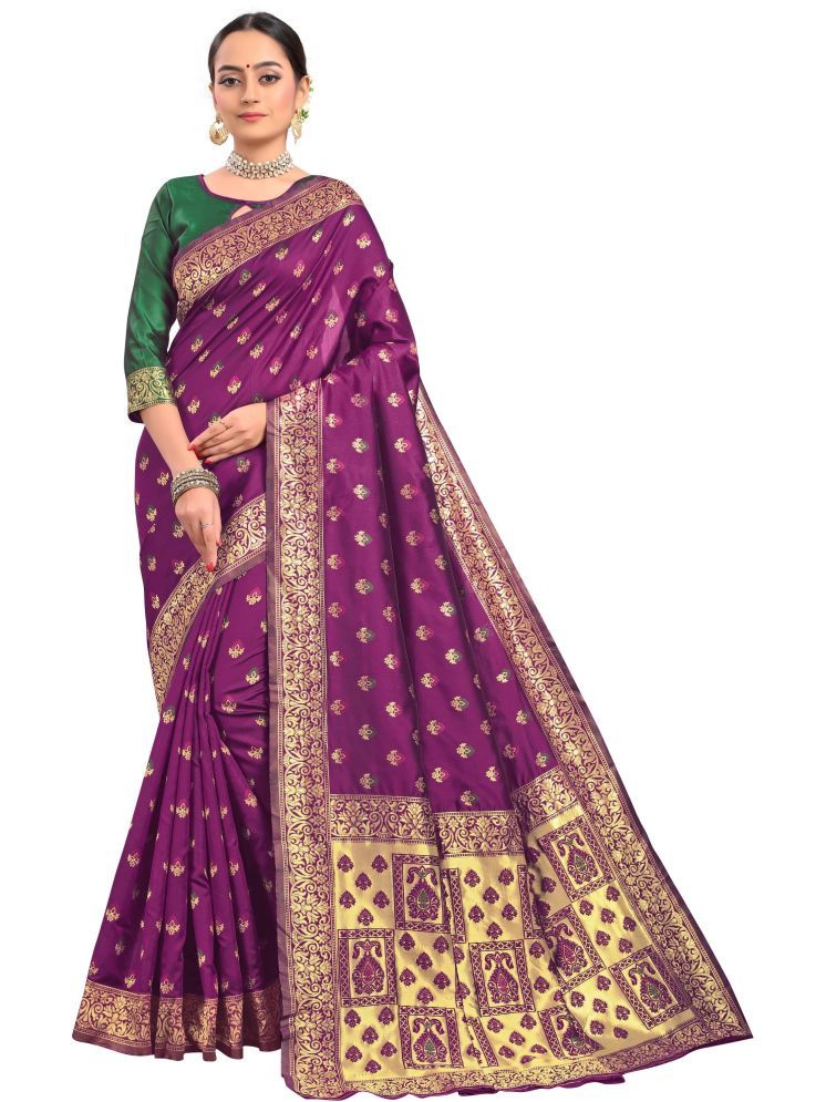     			Sariya Pack of 1 Jacquard Woven Saree With Blouse Piece ( Wine )