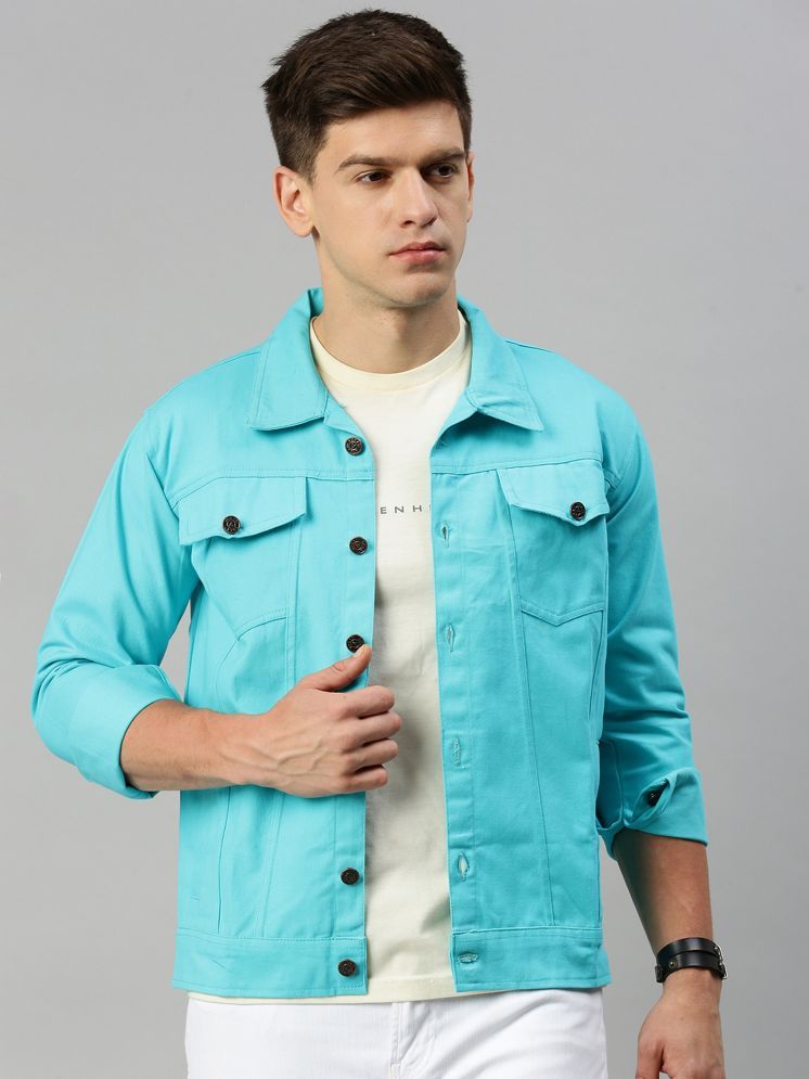     			VOGATI Denim Men's Denim Jacket - Turquoise ( Pack of 1 )