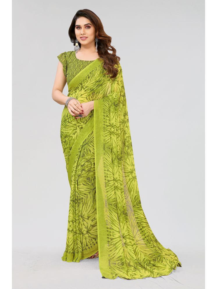     			ANAND SAREES Pack of 1 Georgette Printed Saree With Blouse Piece ( Green )