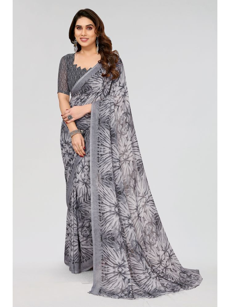     			ANAND SAREES Pack of 1 Georgette Printed Saree With Blouse Piece ( Grey )