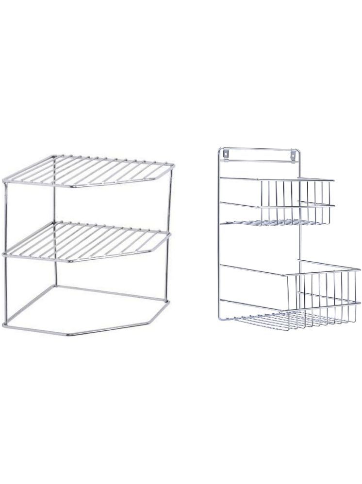     			Green Tales Silver Stainless Steel Dish Racks ( Pack of 2 )