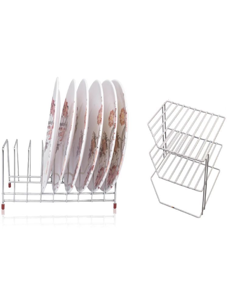     			Green Tales Silver Stainless Steel Dish Racks ( Pack of 2 )