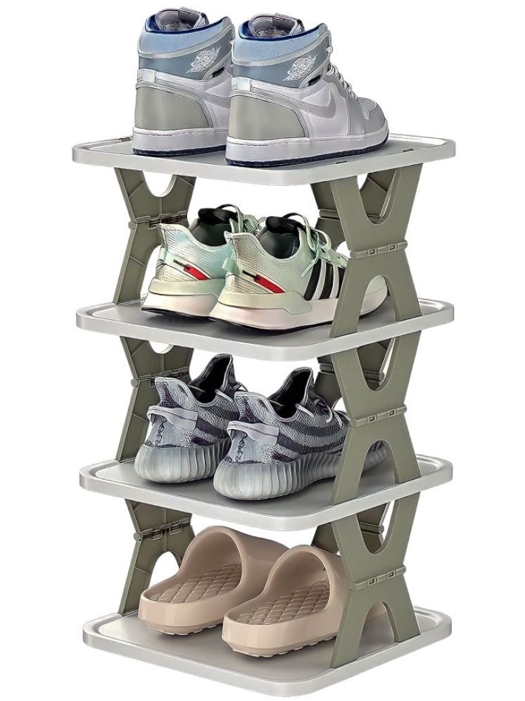     			LAZYWINDOW Plastic 3 Tier Shoe Rack White