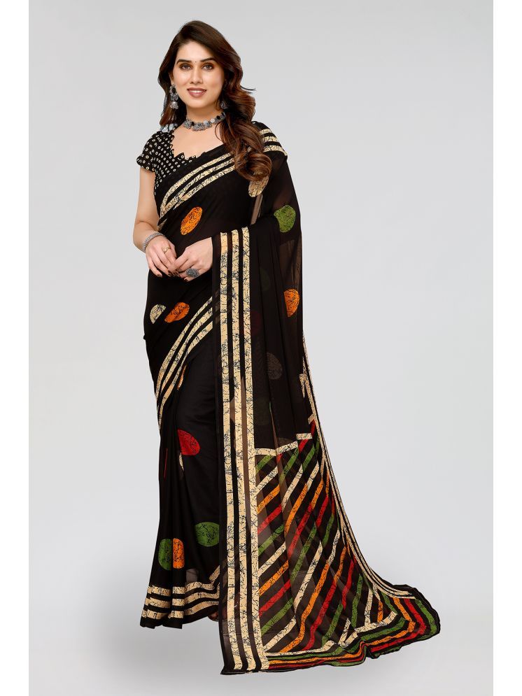     			ANAND SAREES Pack of 1 Georgette Printed Saree With Blouse Piece ( Black )