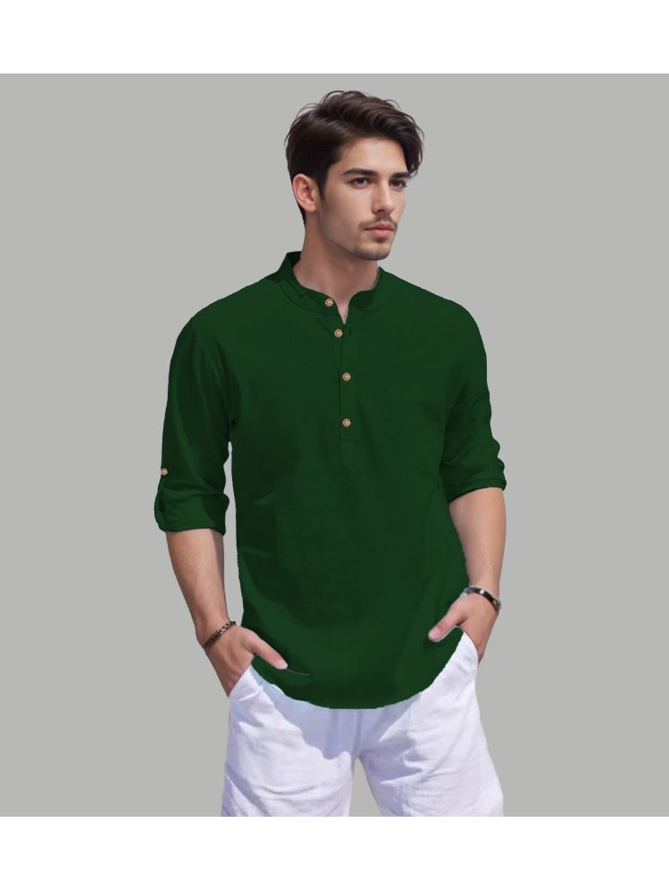     			Apektra Green Cotton Blend Men's Shirt Style Kurta ( Pack of 1 )