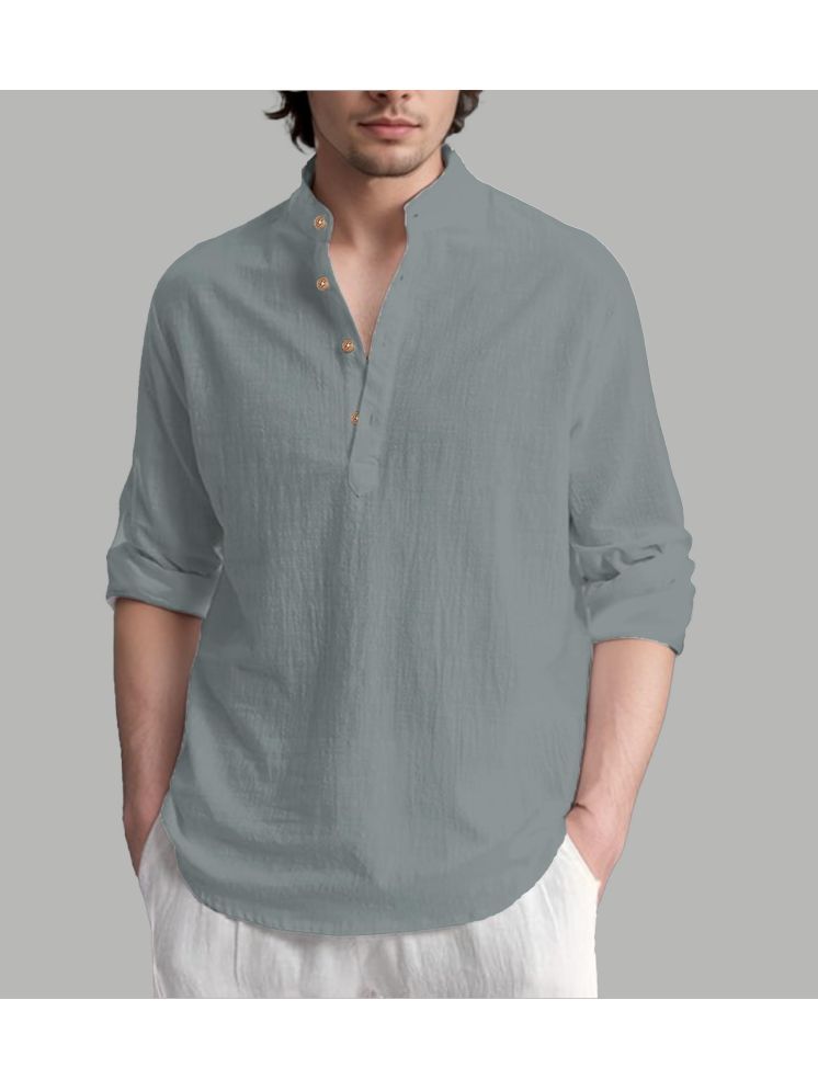     			Apektra Grey Cotton Blend Men's Shirt Style Kurta ( Pack of 1 )