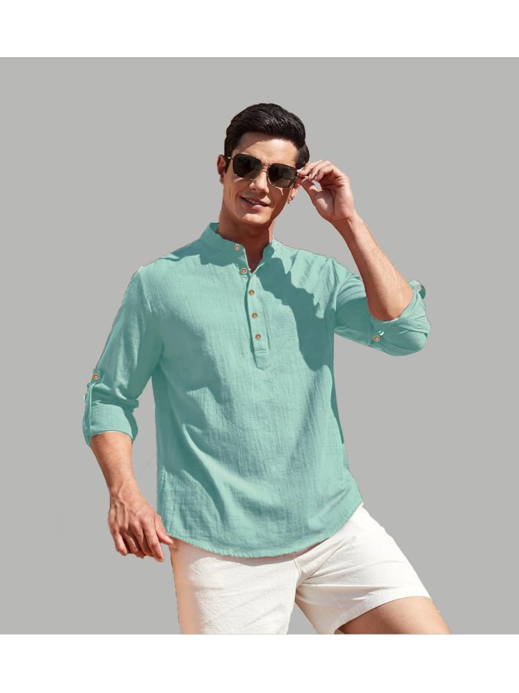     			Apektra Light Blue Cotton Blend Men's Shirt Style Kurta ( Pack of 1 )