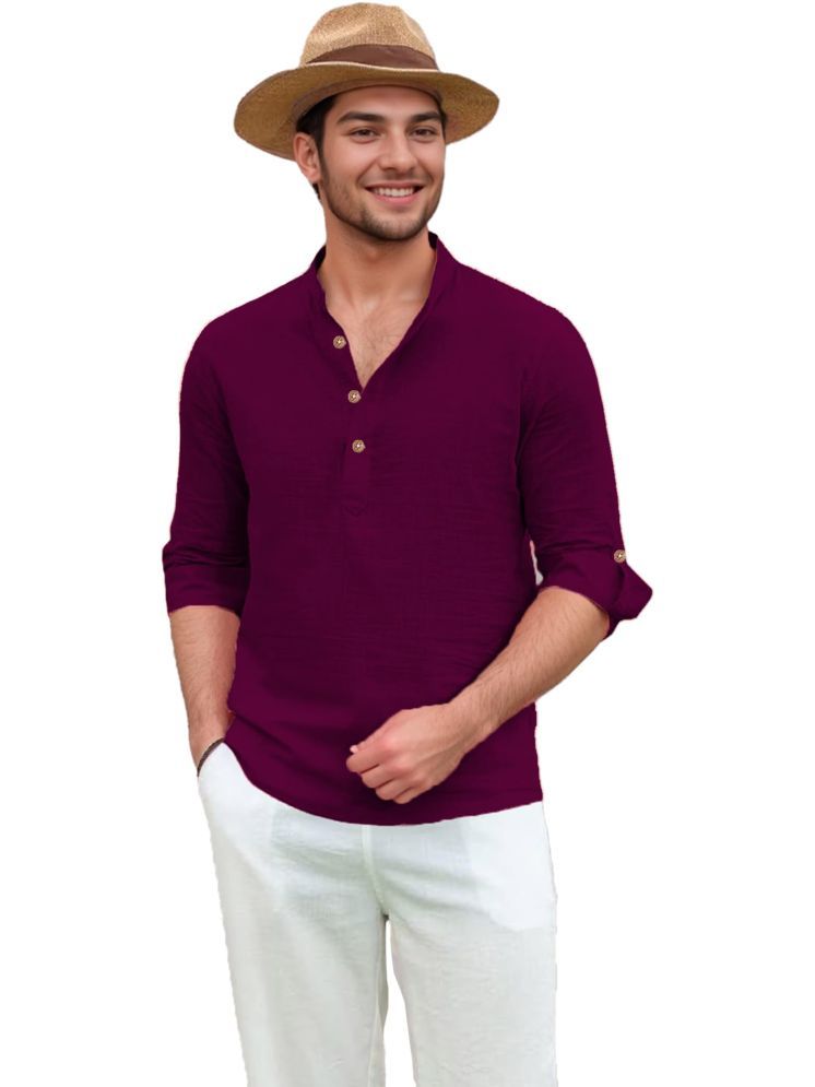     			Apektra Magenta Cotton Blend Men's Shirt Style Kurta ( Pack of 1 )