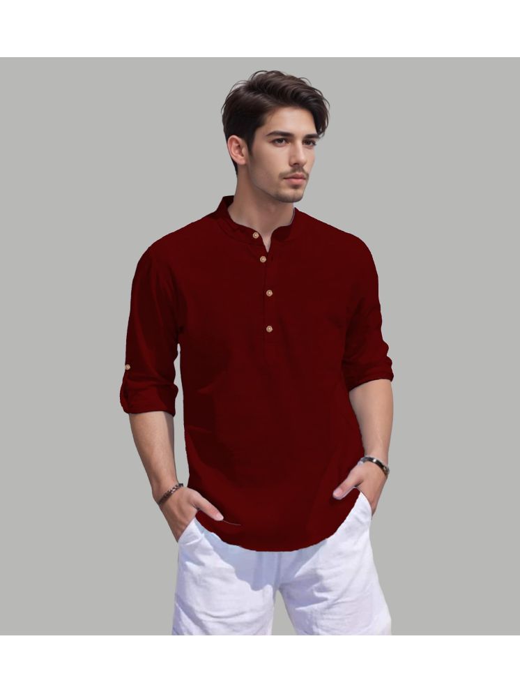     			Apektra Maroon Cotton Blend Men's Shirt Style Kurta ( Pack of 1 )