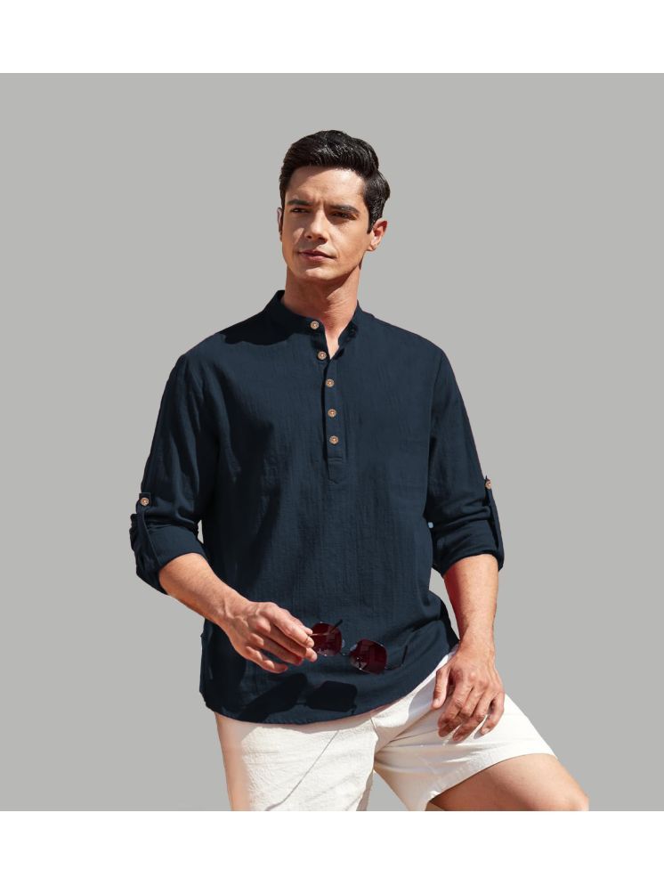     			Apektra Navy Blue Cotton Blend Men's Shirt Style Kurta ( Pack of 1 )