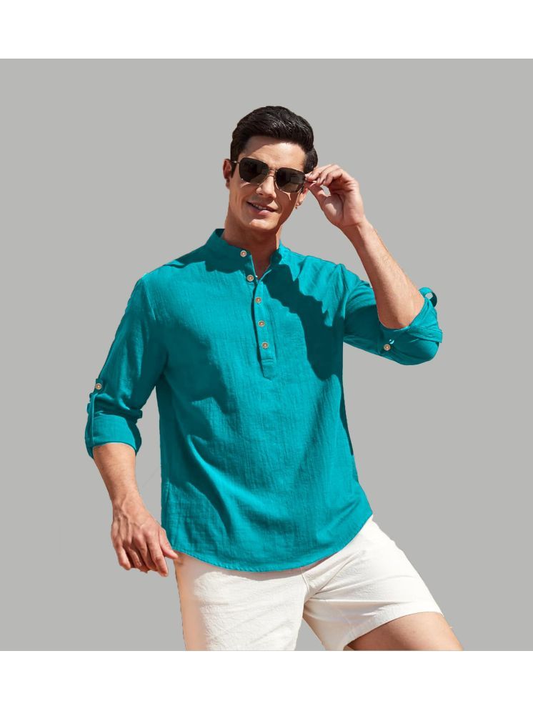     			Apektra Turquoise Cotton Blend Men's Shirt Style Kurta ( Pack of 1 )