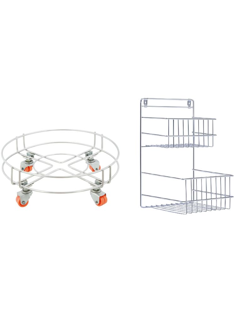     			Green Tales Silver Stainless Steel Storage Racks ( Pack of 2 )