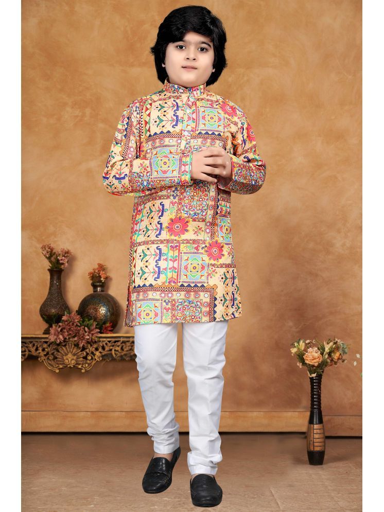     			KC Kunj Creation Boys Cotton Blend Abstract - Pattern Kurta Pant Set ( Multicolor , Pack of 1 )