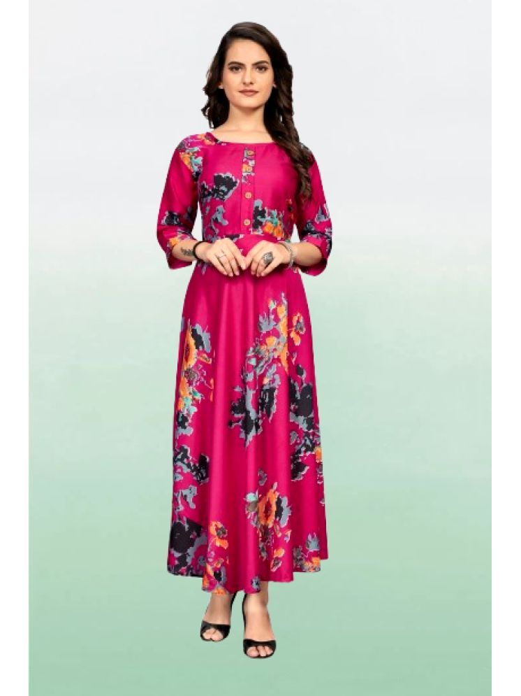     			LABEL DE VADA Pink Straight Crepe Women's Stitched Ethnic Gown ( Pack of 1 )