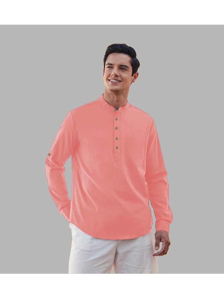     			TrendiVastra Peach Cotton Blend Men's Shirt Style Kurta ( Pack of 1 )