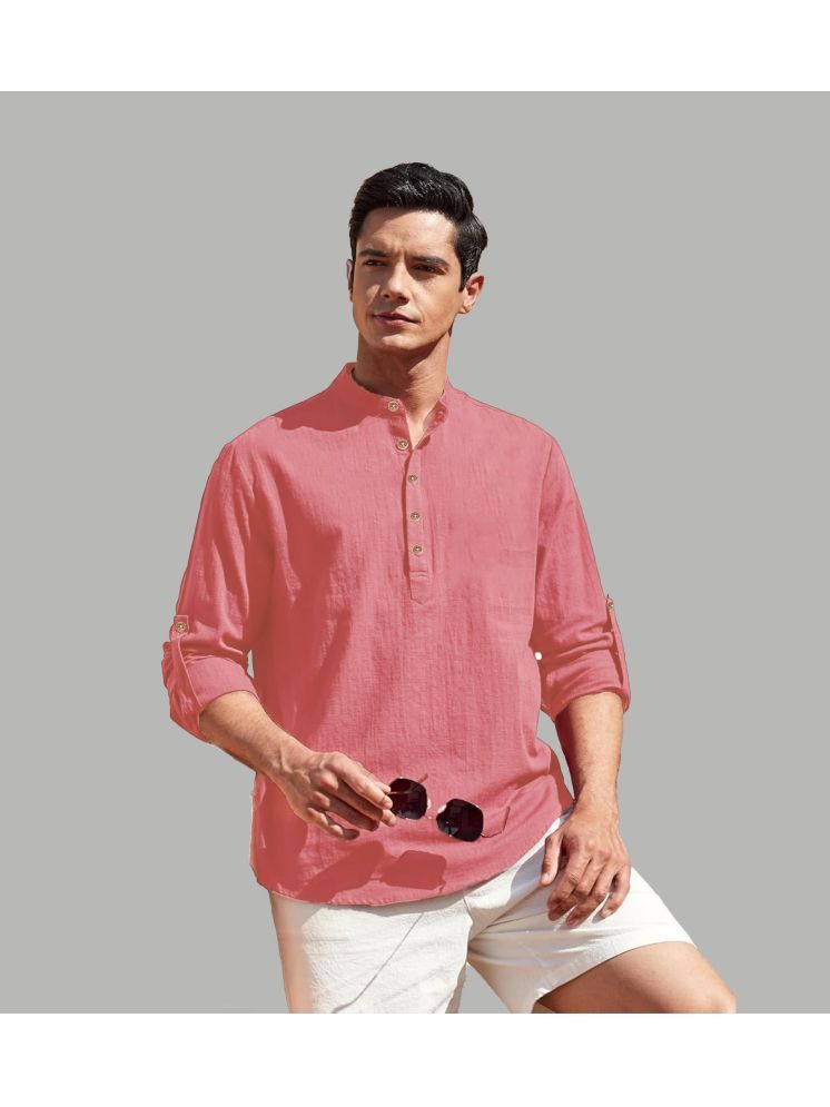     			TrendiVastra Peach Cotton Blend Men's Shirt Style Kurta ( Pack of 1 )