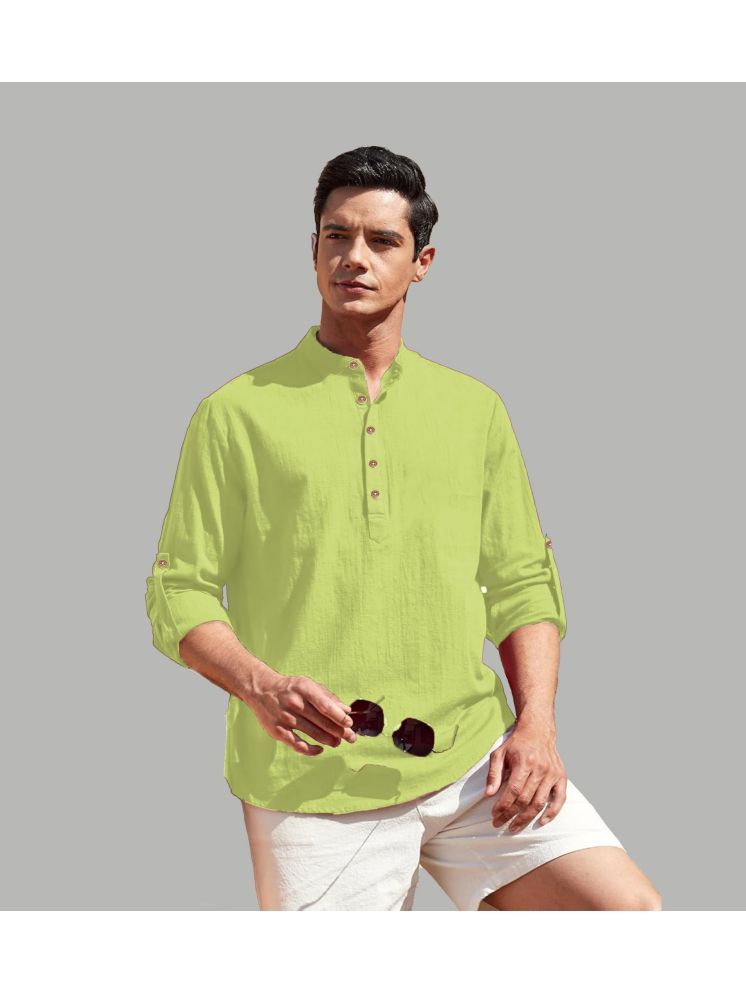     			TrendiVastra Sea Green Cotton Blend Men's Shirt Style Kurta ( Pack of 1 )