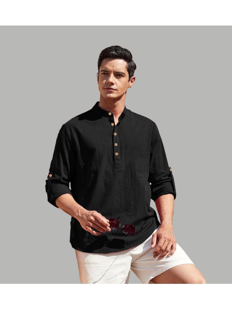     			UNI VIBE Black Cotton Blend Men's Shirt Style Kurta ( Pack of 1 )