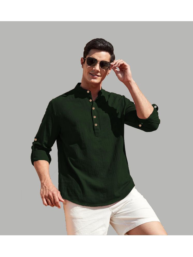     			UNI VIBE Green Cotton Blend Men's Shirt Style Kurta ( Pack of 1 )