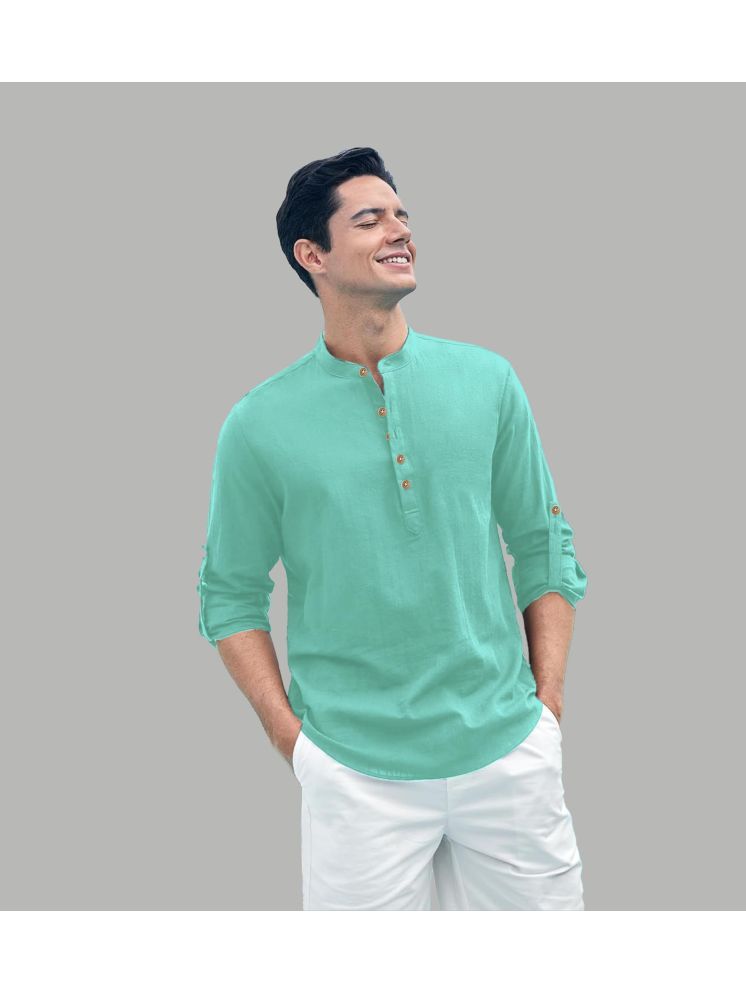     			UNI VIBE Light Blue Cotton Blend Men's Shirt Style Kurta ( Pack of 1 )