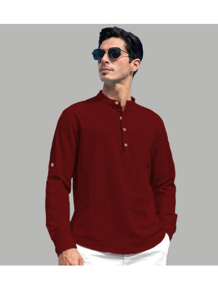     			UNI VIBE Maroon Cotton Blend Men's Regular Kurta ( Pack of 1 )