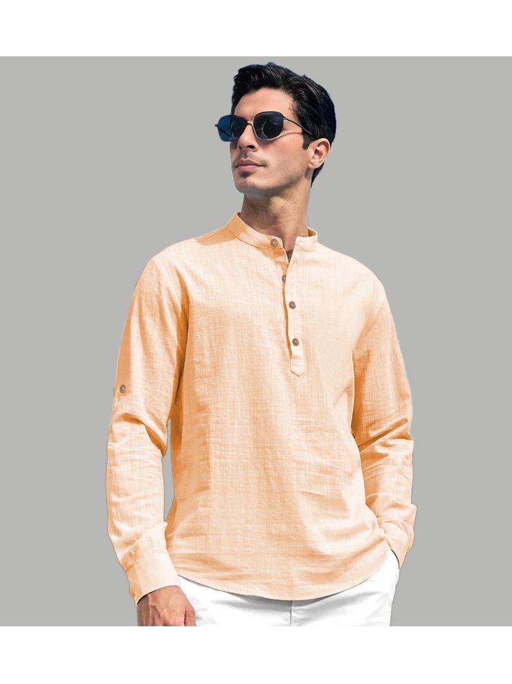     			UNI VIBE Orange Cotton Blend Men's Shirt Style Kurta ( Pack of 1 )